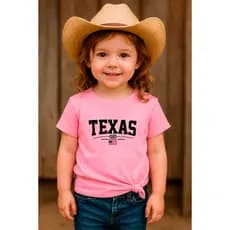 T Shirt Infantil Menina Camiseta Feminina em Algodão Moda Country Texas Promoção