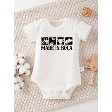 Bodies Bebê Farmfun Temático Mês Versário Macacão Estampado Pagão Country Suedine