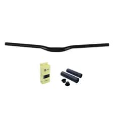 Guidão De Bike Mtb Laser 27.2 Field Guidon Curvo/Reto Kit Alumínio Com Manopla WS-08 Macias 710MM