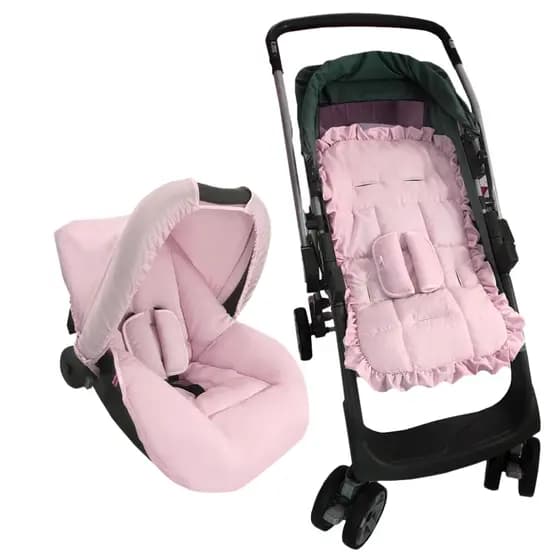 Kit Capa de Bebê Conforto, Capota + Protetores de Cinto e Capa de Carrinho Com Protetores Menino e Menina