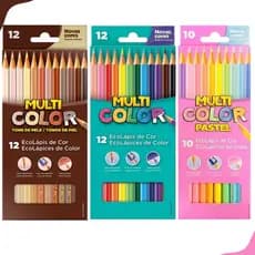 Lápis de Cor Sextavado Multicolor Cores Vivas - Tons de Pele - Tons Pastéis