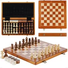 Jogo de Xadrez Profissional + Dama Madeira 30cm Completo Peças com Feltro