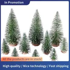 25 Peças Árvores De Natal Artificiais Em Miniatura 5 Tamanhos Seda Sisal Verde + Madeira Para Decoração Artesanato De DI
