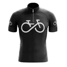 Camisa de Ciclismo Bike Forever Preta Manga Curta Ziper Frontal com Bolsos traseiros