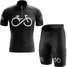 Conjunto Ciclismo Camisa Manga Curta Bermuda Gel Forro Bike Forever Preta