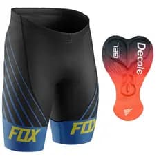 Bermuda Ciclismo Fox Azul Forro Gel Dry Fit Respirável Proteção UV Bike