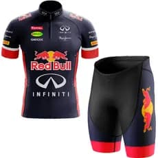 Conjunto Ciclismo Red Bull Camisa Manga Curta Bermuda com Forro Gel