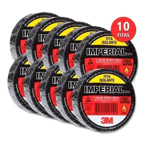 Kit 10 Fita Isolante Imperial Slim 3M 20metros