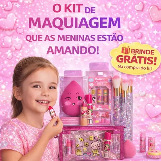 Kit Maquiagem infantil kawaii menina criança fofa presente