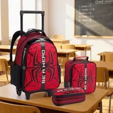 KIT Mochila Grande 16' Escolar de Rodinhas com Estojo e Lancheira Alça Reforçada Confortável Costas