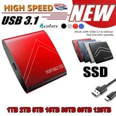 SSD 2TB 8TB 16TB 30TB 60TB 128TB USB 3.1 unidade de estado sól ido disco port átil duro externo tipo C, adequado para la
