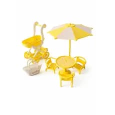 Kit Mini Mesa Com 3 Cadeira E Guarda Sol Mini Carrinho De Bebe e Bolsa