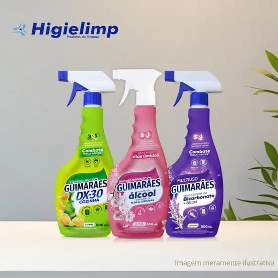 KIT Multiuso Flor de Cerejeira 500ml + bicarbonato Lavanda 500ml + Desengordurante DX-30 500ml - Guimarães