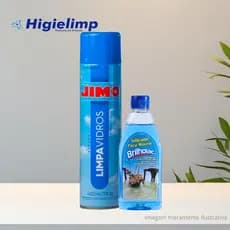 KIT LIMPA VIDRO ESPUMA 400ML – JIMO + SILICONE PARA MÓVEIS 200ml - BRILHOLAC