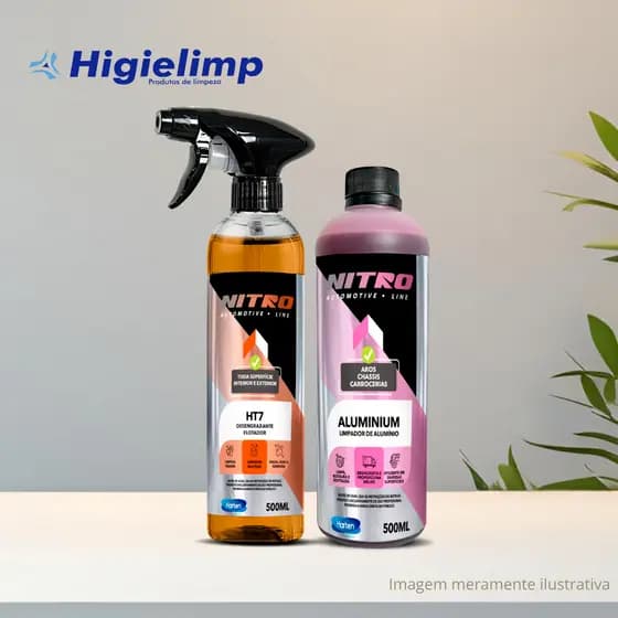 KIT LIMPEZA AUTOMATIVA HT7 DESENGRAXANTE 500ML + ALUMINIUM LIMPADOR 500ML - NITRO