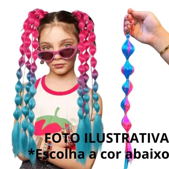 Kit 11 Aplique Bubble Braids Mechas Bubble para Cabelo Infantil Carnaval Fantasia - ENVIO IMEDIATO