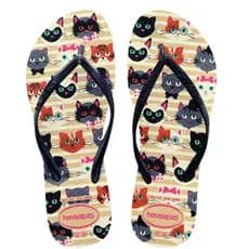 Chinelo Pets Gato Bege Sandália Feminino Slim TAMANHO ESPECIAL 41/42 - ENVIO IMEDIATO
