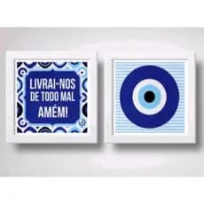 Kit 2 Quadros decorativos Olho Grego Plaquinhas decorativas Motivacional Quadro olho grego decorativo Quadrinhos mdf 3mm