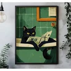 Quadro Decorativo Gato Preto Banheira 1 peça quadros decorativos engraçados quadro moderno de luxo