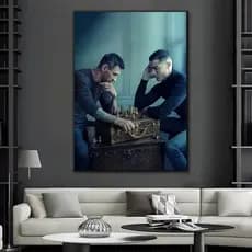 Quadro Decorativo Messi e Cristiano Ronaldo Jogando Xadrez Parceria Quadro Cr7 e Messi quadros tela