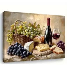 QUADRO DECORATIVO MODERNO ELEGANTE GRANDE PARA SALA COMIDAS TIPICAS FRUTAS UVA DECORAÇÃO CASA MDF