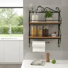 Suporte Porta Tempero Industrial 2 Andares Papel Toalha Prateleira Parede Cozinha Gourmet Ferro