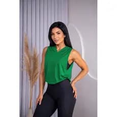 Regata DryFit c/ Capuz - Tule Camiseta Top Treino Esporte academia look corta vento Feminina