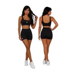 Conjunto Fitness Meia Coxa Feminino De Academia Short E top  alta Compressão Zero transparência