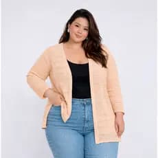Blusa Casaco Cardigan Tamanho Grande Feminino Plus Size Kimono Aberto Terceira Peça Moda Outono Inverno