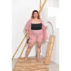 Short Feminino Saída de Praia em Tricot Linha Verão Plus Size