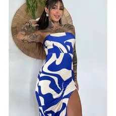 Vestido Midi Tomara Que Caia Com Fenda Estampado Virginia