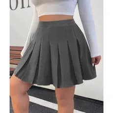 Saia Mini Franzida De Cintura Alta Plus Size Para Mulheres