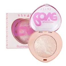 Iluminador Baked Love Vivai Glow Facial Compacto em Pó com Brilho Natural para Maquiagem
