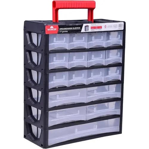 Organizador Plástico 17 Gavetas 31,5x14x38,5cm Worker Cor:Preto