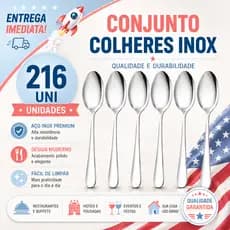 Kit 216/108/54 Colheres de Sopa Inox Premium Resistente Para Restaurante Buffet Hotel Cozinha Industrial e Casa