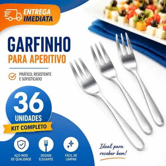 Kit 36/24/12 Garfinhos de Aperitivo Aço Inox Reutilizáveis Para Petiscos Queijos Frutas Canapés Festas Buffet Premium