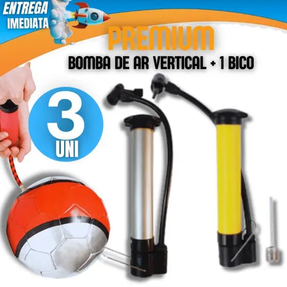 Conjunto Kit 03 Unidades Bomba De Ar Vertical Encher Pneu Bike Bicicleta 25cm Acompanha 1 bico de Inflar