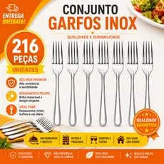 Kit Garfos de Mesa Aço Inox Premium 216 108 54 Peças Resistente Para Restaurante Buffet Eventos Hotel e Casa