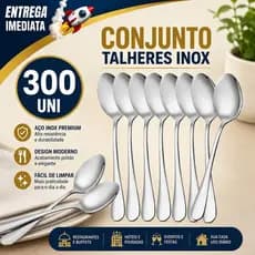 Kit 300/144  Colheres Sopa Aço Inox Premium Multiuso Restaurante Buffet Eventos Cozinha HotelUsoProfissional Doméstico