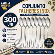 Jogo Kit 300/144 Colheres de Sopa Inox Premium Resistente Para Restaurante Buffet Hotel Cozinha Industrial e Casa