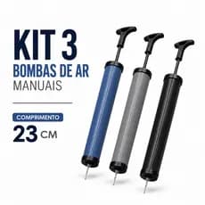 Bomba de Ar Manual Vertical 25cm Kit 2 / 3 Unidades ou Kit 5 Bicos Adaptadores Universal Para Infláveis