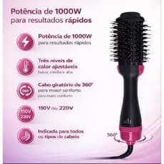 Escova secadora alisadora 3 em 1 110v alisa e seca