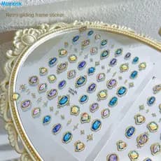 Adesivos de Unha Dourados, Manicure Retrô dos Sonhos, Adesivos de Unha 5D, Acessórios para Unhas, Unhas