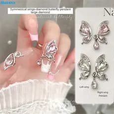 Broca de unha vazada com diamante grande para joias de unhas, maquiagem de beleza, proteção, fácil aplicação,