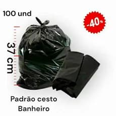 100 sacos de lixo lixeira cesto Banheiro Preto ate 8 litros Limpeza cozinha OFERTA RELÂMPAGO