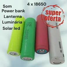 Kit 04 pecas 18,650 bat. litium 3.7 - 4.2 volts   lanterna brinquedos som OFERTA Pronta Entrega.