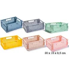 CESTO CAIXA ORGANIZADOR DE PLASTICO RETANGULAR DOBRAVEL COM ALCA 20X15X8,5CM
