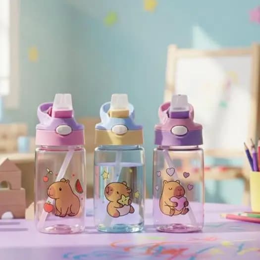 Garrafa Com Canudo Capivara 400ml