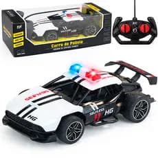 Carrinho Policia Controle Remoto Recarregável com Luz Brinquedo Infantil