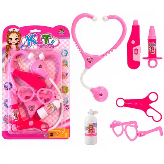 Kit Medico Infantil Doutora Brinquedo Menina Acessórios Rosa